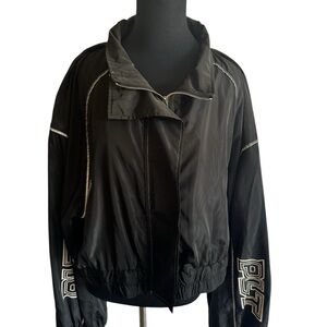 PrettyLittleThing Black Windbreaker Jacket,Retro,Sport-Inspired, Casual